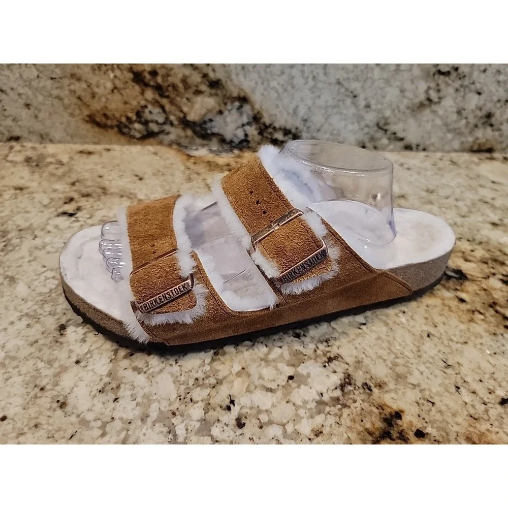 LEFT ONLY Birkenstock Arizona Shearling Suede Leather Sandal 45 Men's US 12 NEW